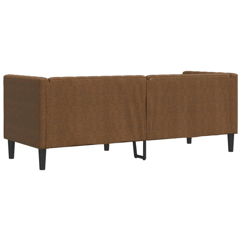 Chesterfield Sofa 3-Seater Brown Faux Suede Leather