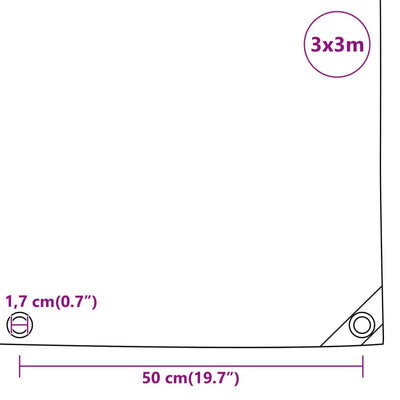 Tarpaulin Anthracite 3x3 m 650 g/m²