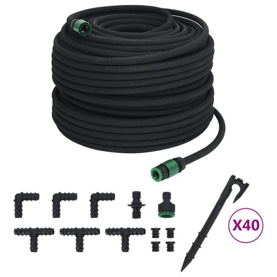 Garden Soaker Hose Black 0.6" 100 m Rubber