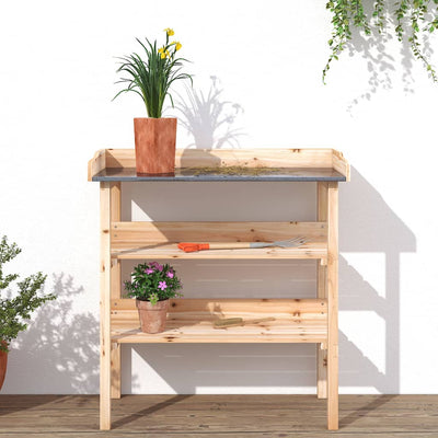 Plant Table with Shelves 78x38x82.5 cm Solid Wood Fir