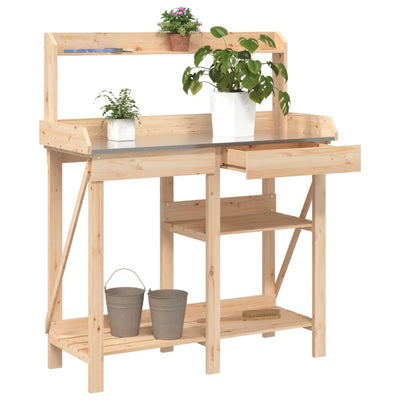 Potting Bench with Shelves Solid Wood Fir