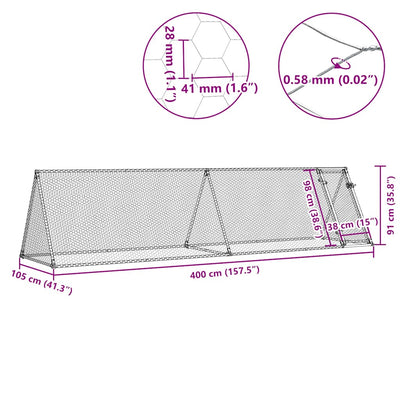 Chicken Cage Silver 400x105x91 cm Galvanised Steel