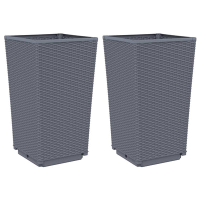 Garden Planters 2 pcs Blue Grey 32.5x32.5x57 cm PP