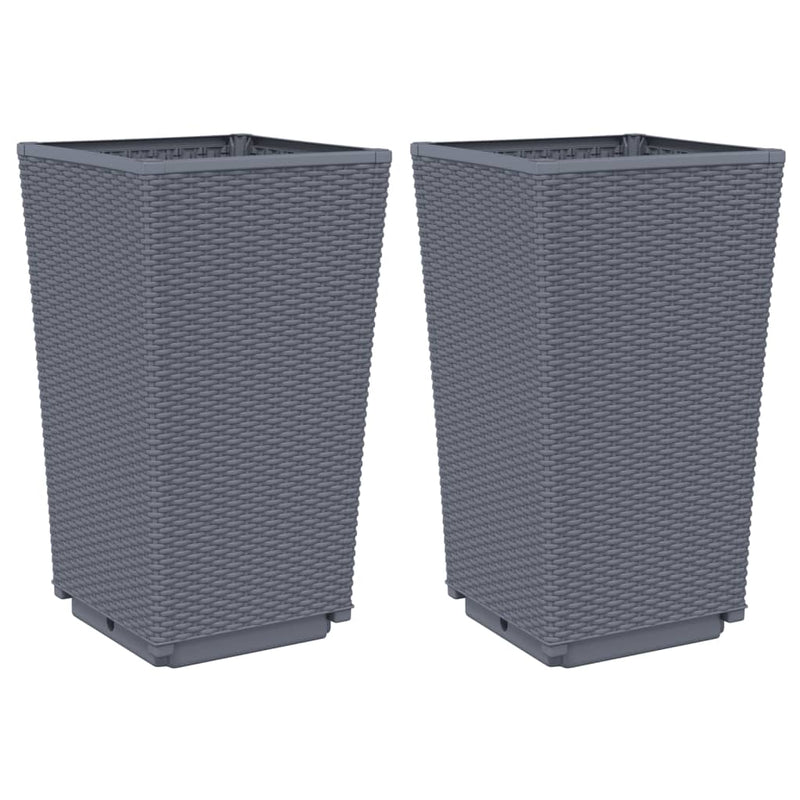 Garden Planters 2 pcs Blue Grey 32.5x32.5x57 cm PP