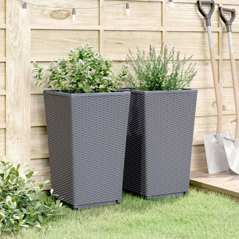 Garden Planters 2 pcs Blue Grey 32.5x32.5x57 cm PP