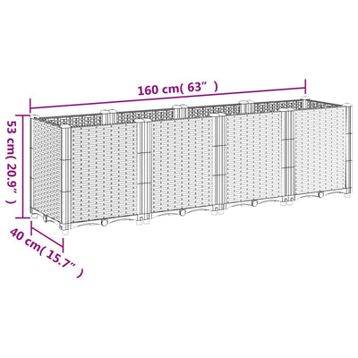 Garden Planter Grey 160x40x53 cm PP