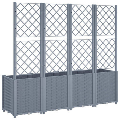 Garden Planter with Trellis Blue Grey 160x40x140 cm PP