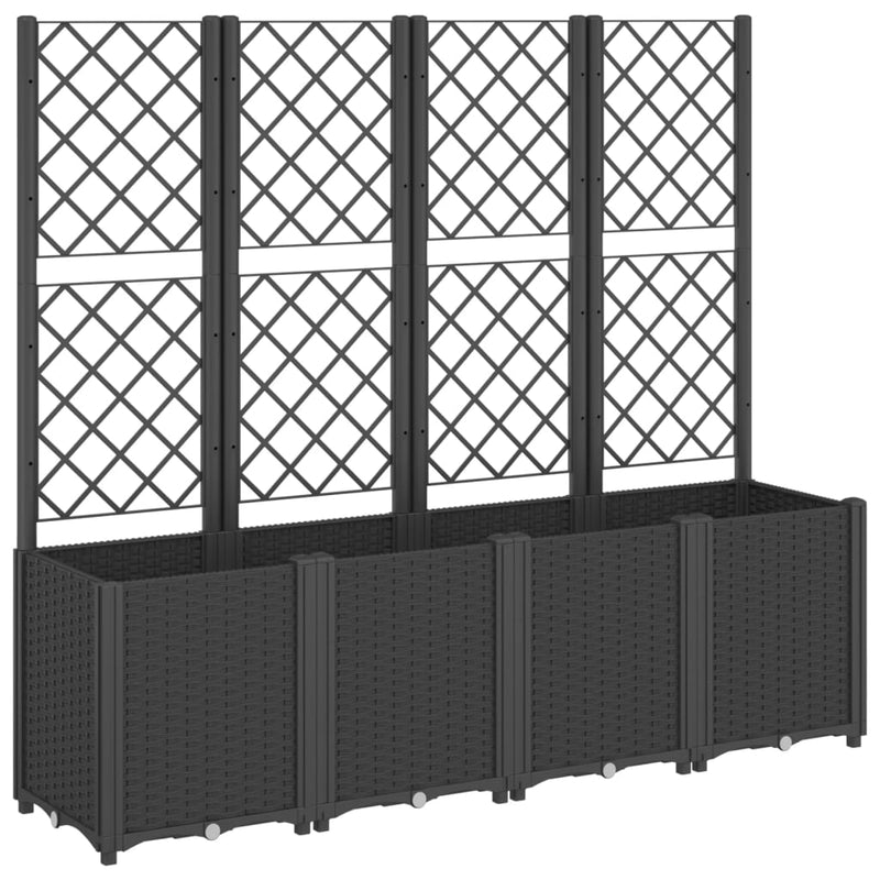 Garden Planter with Trellis Black 160x40x140 cm PP