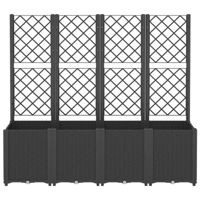 Garden Planter with Trellis Black 160x40x140 cm PP