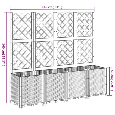 Garden Planter with Trellis Black 160x40x140 cm PP