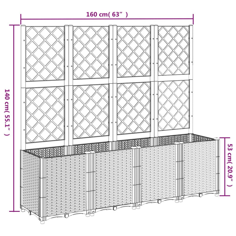 Garden Planter with Trellis Black 160x40x140 cm PP