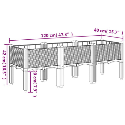 Garden Planter with Legs Blue Grey 120x40x42 cm PP