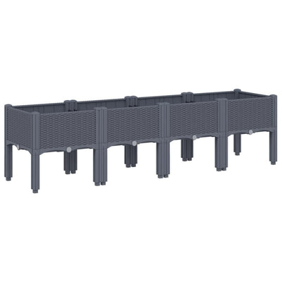 Garden Planter with Legs Blue Grey 160x40x42 cm PP