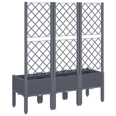 Garden Planter with Trellis Blue Grey 120x40x142 cm PP