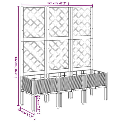 Garden Planter with Trellis Blue Grey 120x40x142 cm PP