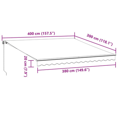 Manual Retractable Awning Anthracite&White 400x300 cm