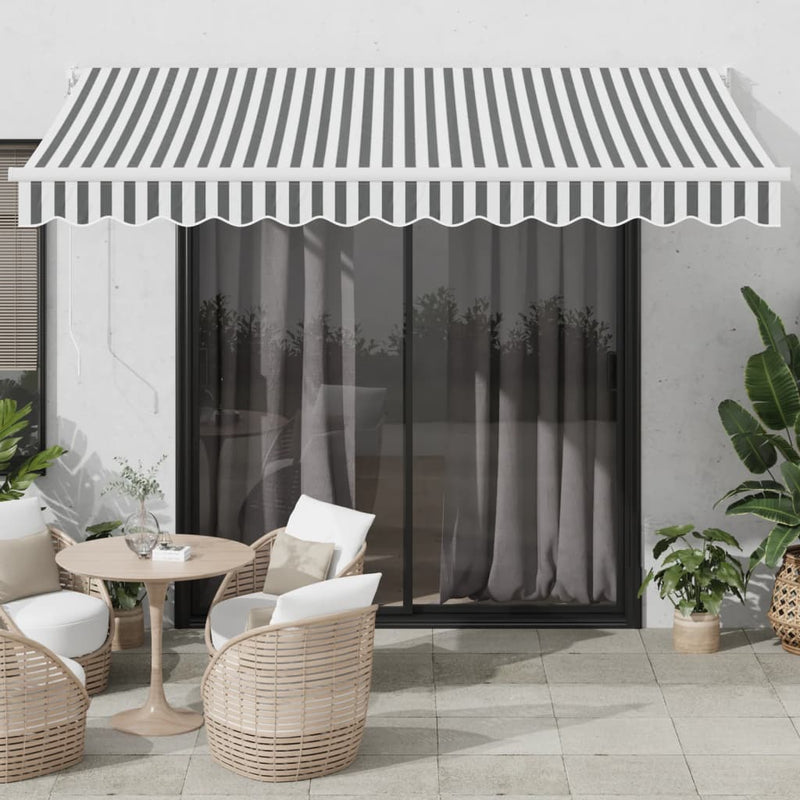 Retractable Awning Anthracite and White 3.5x2.5 m Fabric&Aluminium