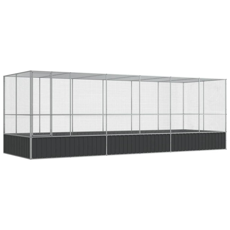 Aviary with Extension Silver 625x207x212 cm Steel