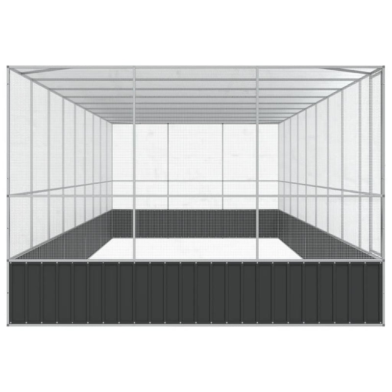 Aviary with Extension Silver 932x307x212 cm Steel