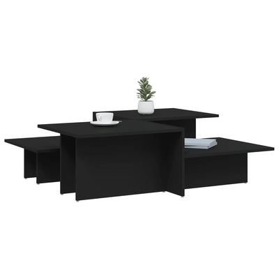 Coffee Tables 2 pcs Black Engineered Wood