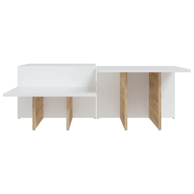 Coffee Tables 2 pcs Sonoma Oak and White Engineered Wood