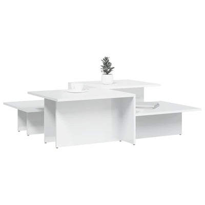 Coffee Tables 2 pcs High Gloss White Engineered Wood