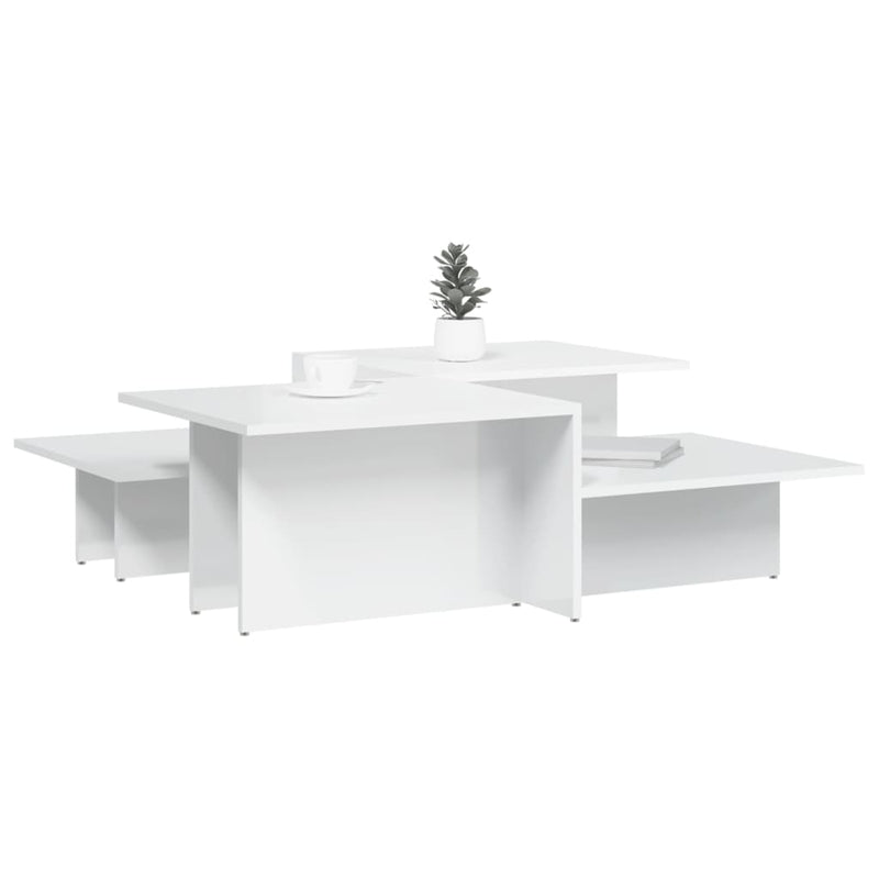 Coffee Tables 2 pcs High Gloss White Engineered Wood