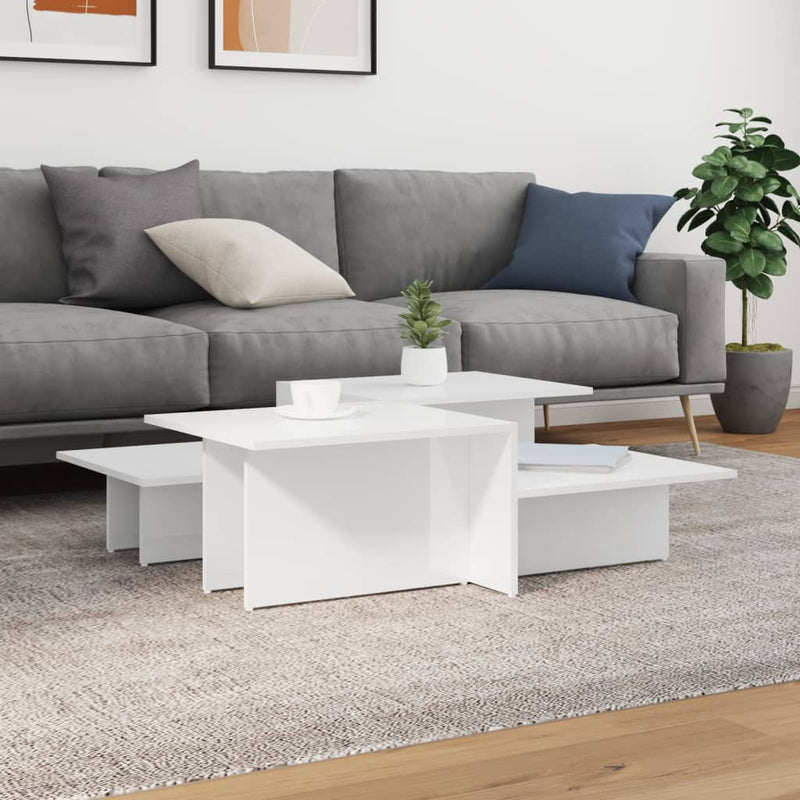 Coffee Tables 2 pcs High Gloss White Engineered Wood