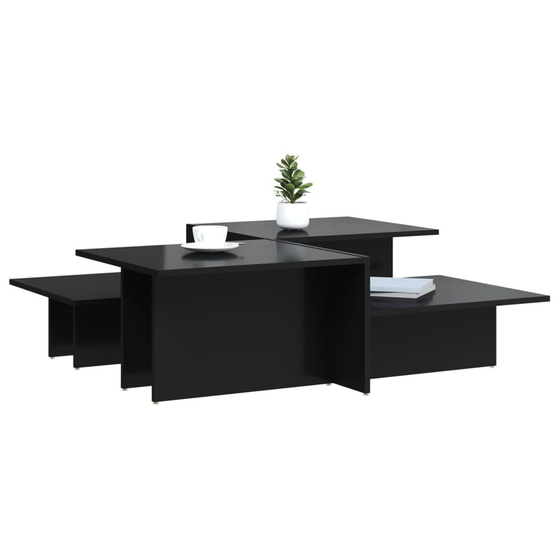 Coffee Tables 2 pcs High Gloss Black Engineered Wood