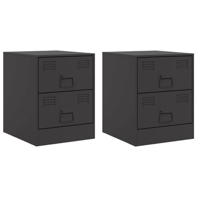 Bedside Cabinets 2 pcs Black 34.5x39x44 cm Steel