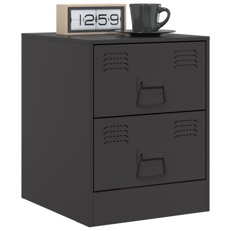 Bedside Cabinets 2 pcs Black 34.5x39x44 cm Steel