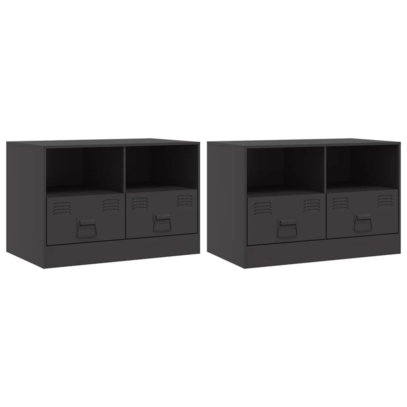 TV Cabinets 2 pcs Black 67x39x44 cm Steel