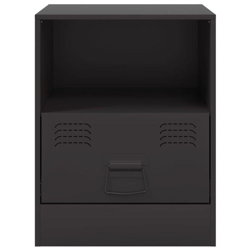 Bedside Cabinets 2pcs Black 34.5x39x44 cm Steel