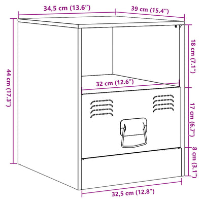 Bedside Cabinets 2pcs Black 34.5x39x44 cm Steel