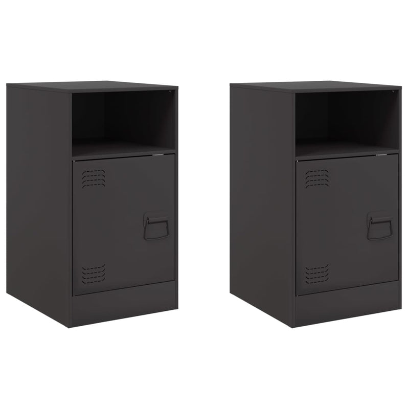 Bedside Cabinets 2 pcs Black 34.5x39x62 cm Steel