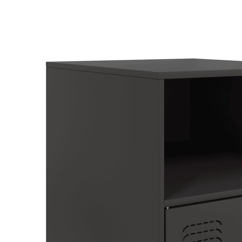 Bedside Cabinets 2 pcs Black 34.5x39x62 cm Steel