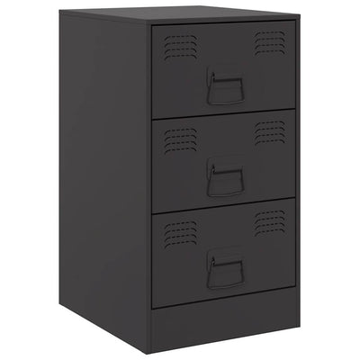 Bedside Cabinets 2pcs Black 34.5x39x62 cm Steel