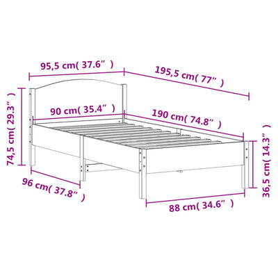 Bed Frame without Mattress 90x190 cm Solid Wood Pine