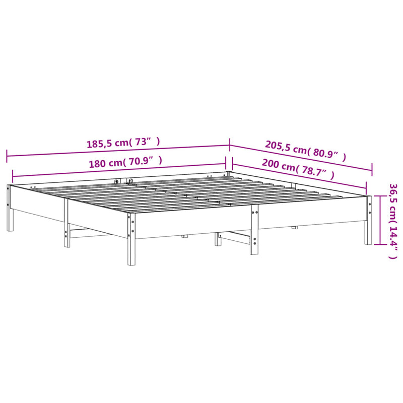 Bed Frame 183x203 cm King Size Solid Wood Pine