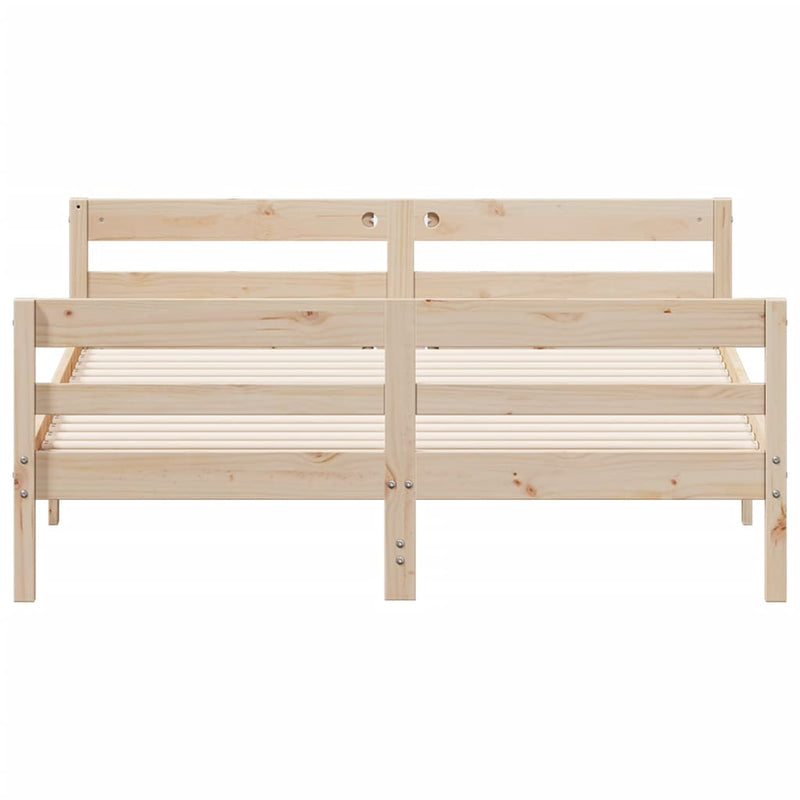 Bed Frame with Headboard 137x187 cm Double Size Solid Wood Pine