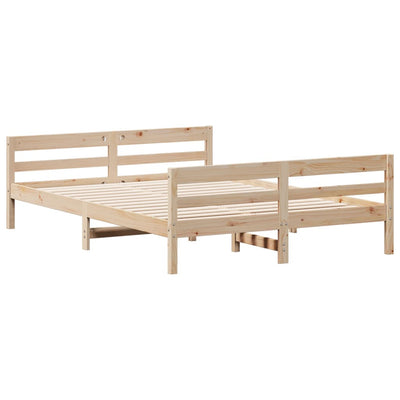 Bed Frame with Headboard 137x187 cm Double Size Solid Wood Pine