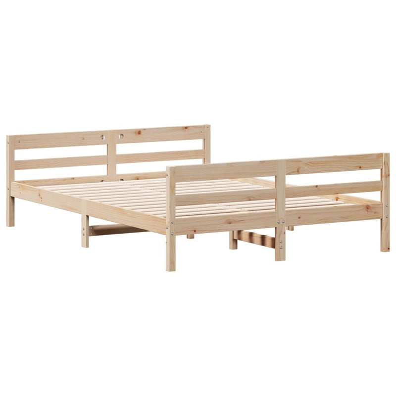 Bed Frame with Headboard 137x187 cm Double Size Solid Wood Pine