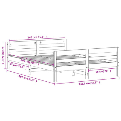 Bed Frame without Mattress 137x187 cm Double Solid Wood Pine