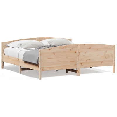 Bed Frame with Headboard 183x203 cm King Size Solid Wood Pine