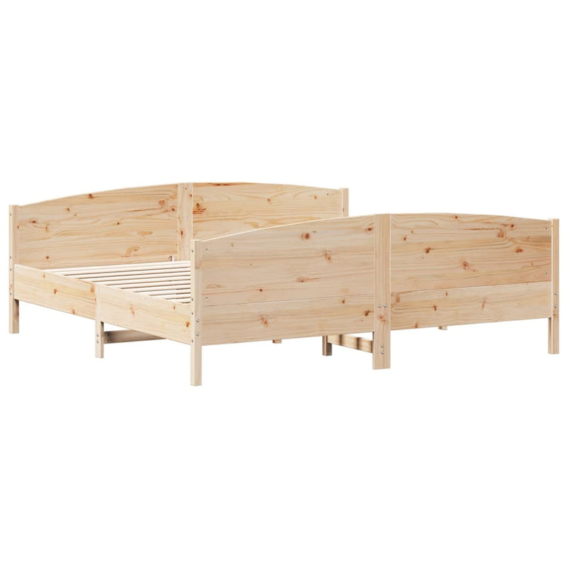 Bed Frame with Headboard 183x203 cm King Size Solid Wood Pine