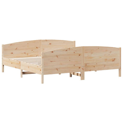 Bed Frame with Headboard 183x203 cm King Size Solid Wood Pine