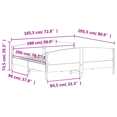 Bed Frame with Headboard 183x203 cm King Size Solid Wood Pine