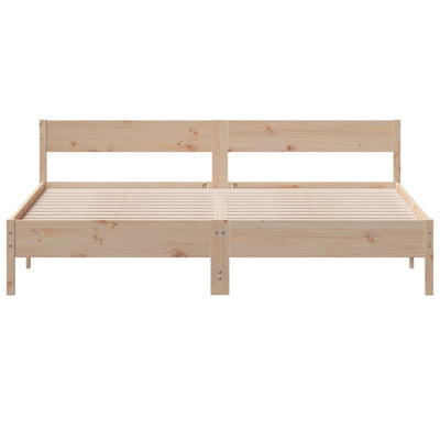 Bed Frame with Headboard 183x203 cm King Size Solid Wood Pine