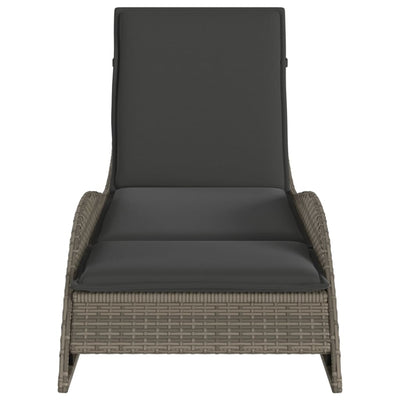 Sun Lounger with Cushion Grey 60x205x73 cm Poly Rattan