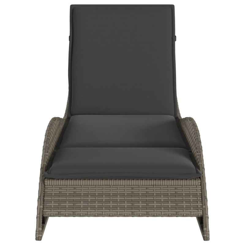 Sun Lounger with Cushion Grey 60x205x73 cm Poly Rattan